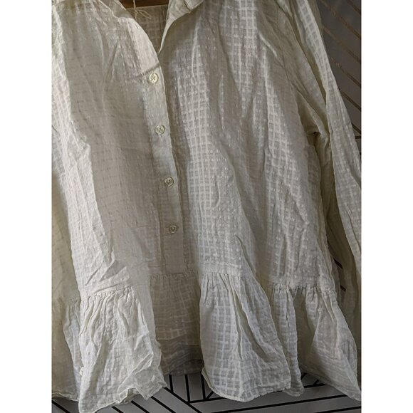 The GREAT Women's The Ruffle Oxford Top Off White Shirt Collared Size Small NEW - Picture 4 of 9